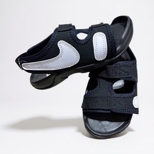 Nike Kids Black White Hook Loop Strap Sport Sandals Shoes Size 11.5